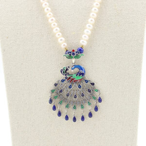 enamel sterling silver freshwater pearl necklace 131553