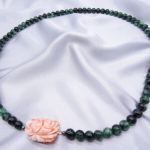 Home natural jade & pink coral necklace 170051