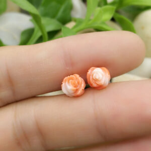 925 Sterling Silver and Natural Coral Earrings 211384