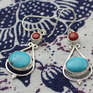 genuine turquoise sterling silver earrings 241078