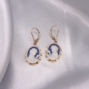 solid 14k gold scameo agate earrings 270196