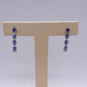 genuine sterling silver sapphire earrings with certificate 270503