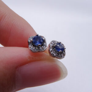 genuine sterling silver sapphire earrings with certificate 270507