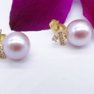 solid 14k gold real pearl earrings 270547