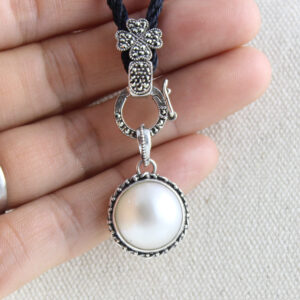 genuine mabe pearl sterling silver pendant 395005