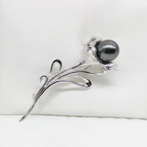 tahitian black pearl with sterling silver pendant/brooch 370187
