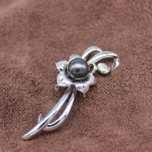 Home tahitian black pearl with sterling silver pendant/brooch