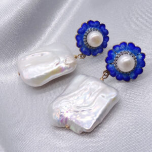 enamel 925 sterling silver pearl earrings 270580