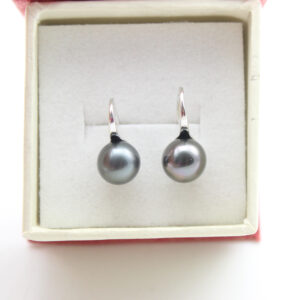 genuine tahitian black pearl sterling silver earrings 241331